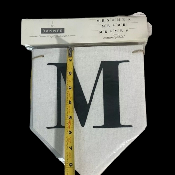 MRS & MRS, MR & MR, MR & MRS Wedding Banner White Burlap Fabric Twine 81” NEW - Picture 3 of 7